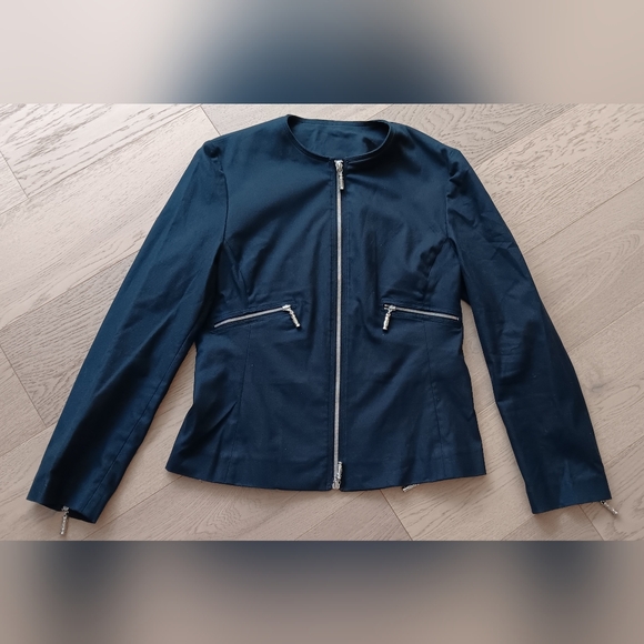 GIANNI VERSACE COUTURE Vintage Cotton Navy Blazer Jacket Size 6 - Picture 12 of 12